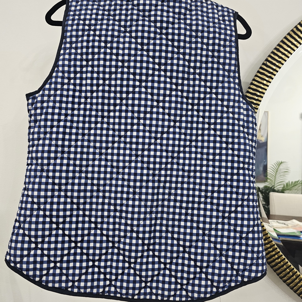 Women's Blue Checkered Quilted Vest